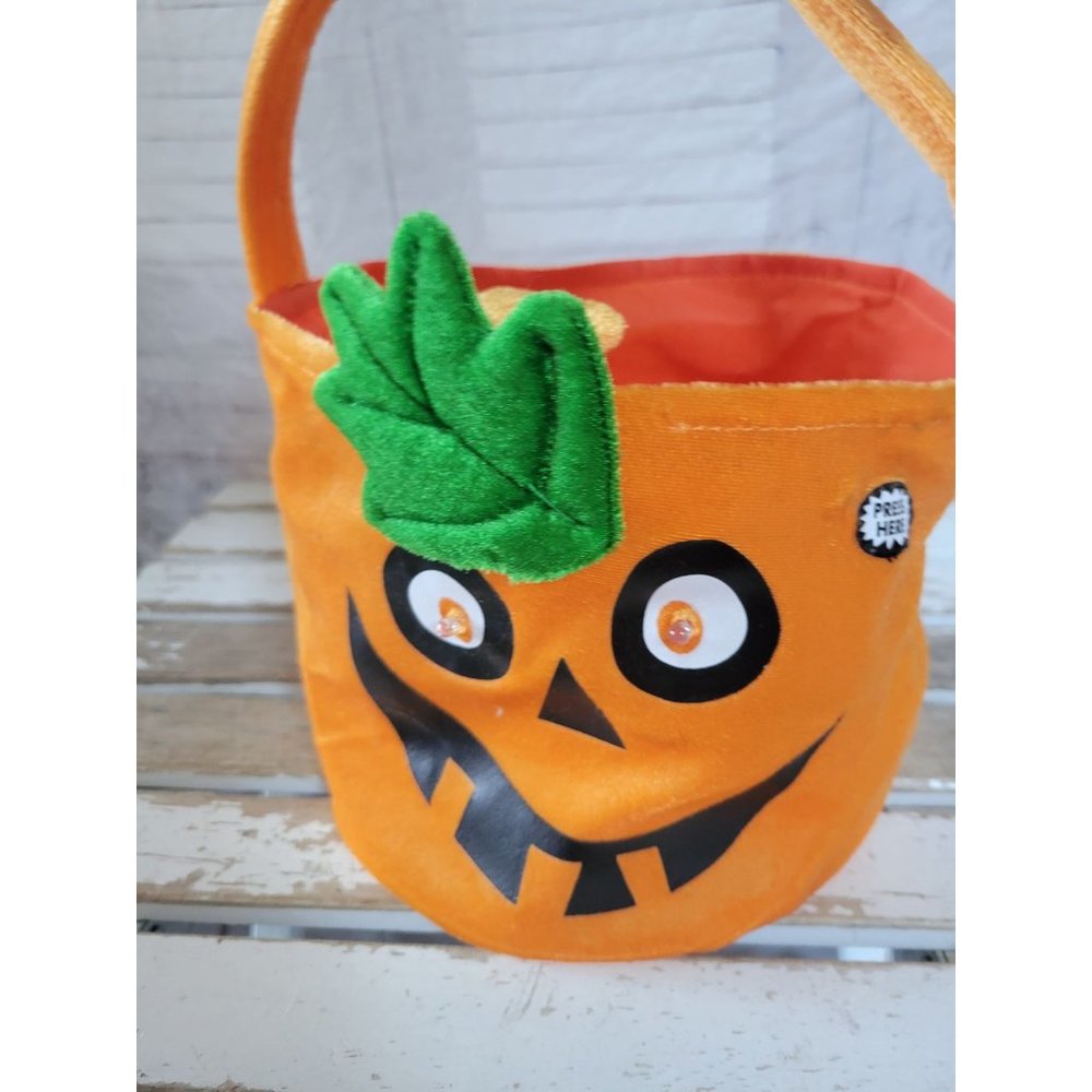 Dandee light up talking trick or treat bag velvet plush home Halloween decor bag
